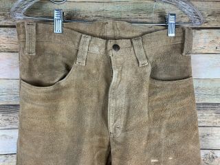 Vintage Levis 1960s Big E Suede Leather Pants Tan Brown Tag 30x31 2