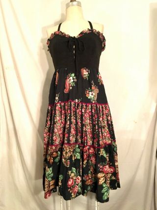 Young Edwardian Midi Rose Corset Dress,  Gunne Sax Style
