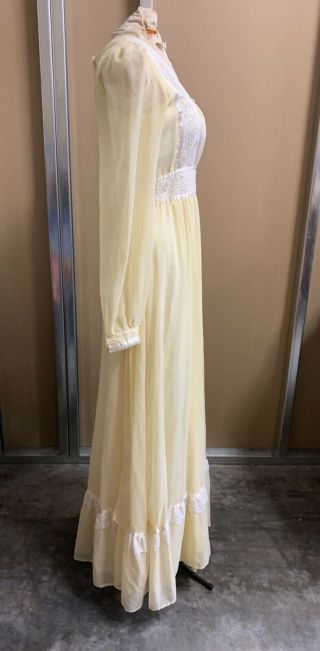 Vintage Gunne Sax Jessica Prarie Dress 1970’s Boho Yellow Laced Long Sleeve 11 3