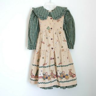 Vintage Daisy Kingdom Dress Bunny Bear Toys Two Piece