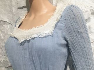 Vintage 70 ' s Gunne Sax Hippie Prairie Victorian Sheer Cotton Lace Maxi Dress 3