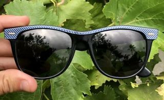 Rare Vintage Bausch & Lomb B&l Ray Ban Usa Wayfarer Ii Blue Striped Sunglasses