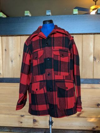 Vintage Wool Pendleton Red/black Buffalo Plaid Jacket Large