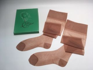 6 Pairs Vintage Nylon Stockings 9 " X 30 " Flat Knit Rht Lady Caroline Sheer Beige