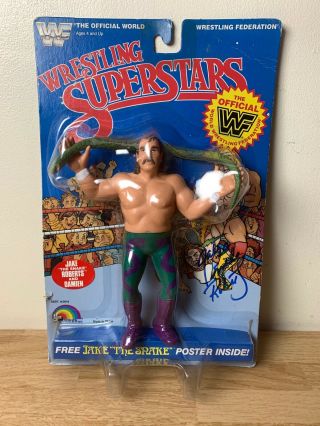 Autographed Wwf Wwe - Jake The Snake Roberts - Ljn Wrestling Superstars Figure