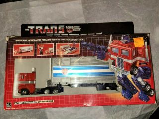 Optimus Prime W Box 90 Complete 1984 G1 Transformers Hasbro