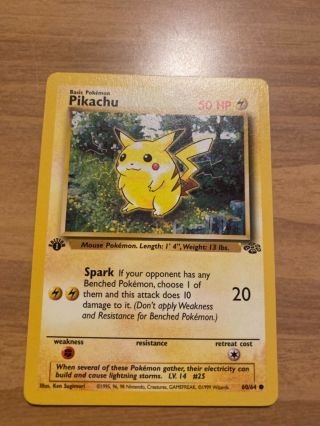1st Edition Pokemon Pikachu Red Cheeks Jungle Set 60/64 1999