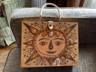 Enid Collins Sun Sol Vintage Wood Box Purse Handbag By Collins Of Texas 1964