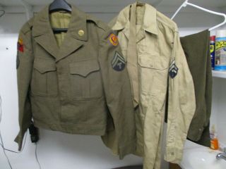 Orig Ww2 4th Armored Division Occupation Constabulary Ike Jacket W.  Shirt/pants