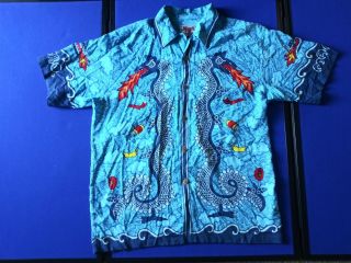 Mambo Loud Shirts Sea Serpent Dragon Ocean Waves Surf Shirt Size M Tiki