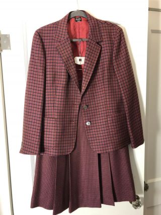 Vintage Celine Paris Wool Suit No Size Jacket 46 Skirt Pleated