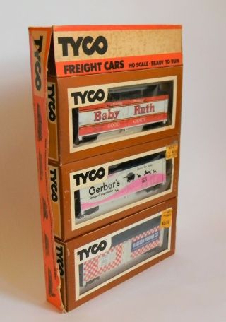 3 Tyco Brown Box Ho Scale Trains 40 Foot Reefer Cars Baby Ruth Gerber 