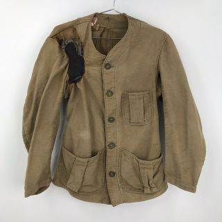 Vintage Elliott Arms Leather Shoulder Pad Canvas Pocket Shooting Hunting Jacket