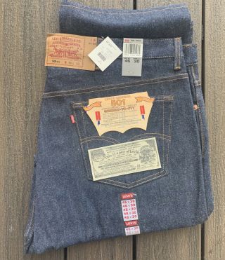 Vtg 1987 Levis 501 Shrink To Fit Denim Jeans Nos 46 X 30 Levi’s 80s Deadstock 2