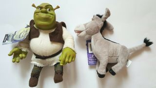 Shrek Mcfarlane Toys 2001 Shrek And Donkey Dolls Plush.  Very Rare.