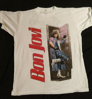 Vintage 1987 Bon Jovi Slippery When Wet Tour Of The World T - Shirt Osfa