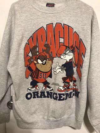 Syracuse Orangemen Looney Tunes Vintage 1993 Sweater Bugs Bunny Taz XL 2