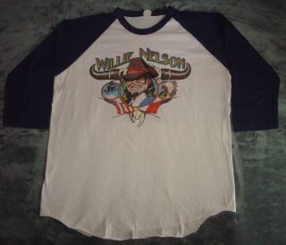 Vtg 1986 Willie Nelson Family Raglan T Shirt Wrangler 80s Tour Concert Baseball