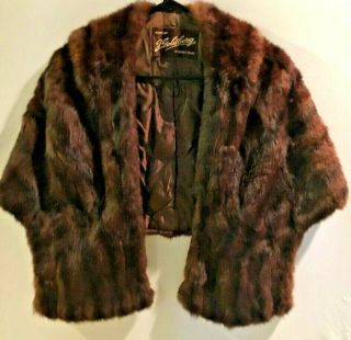 Fur By J.  Goldberg Asbury Park Vintage Lined Stole Wrap Shawl Cr2