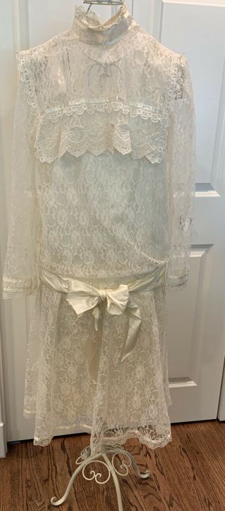 Gunne Sax Midi Lace Dress Jessica Mcclintock Romantic Renaissance Bridal 2 Pc 13