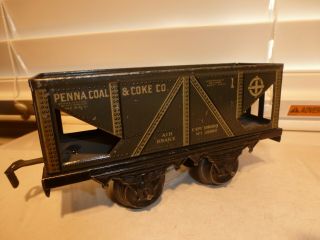 Bing Prewar O - Gauge 8 - Wheel Tin Lithographed Penn Coal Hopper Fandor Kbn Dorfan