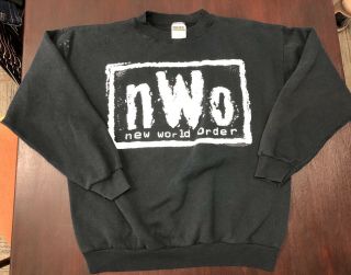 Vintage Nwo Sweater Longsleeve Size L Rare Wcw Wwf Wwe Aew Tna Wrestling