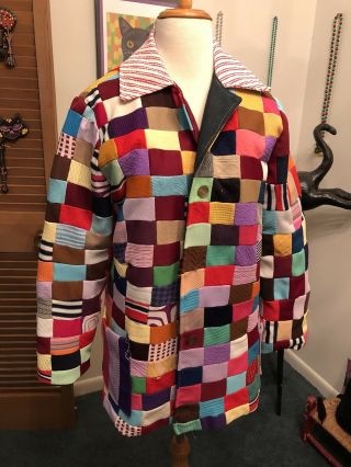 Vintage 70’s Boho Festival Handmade Patchwork Quilted Jacket Coat Blanket S/m