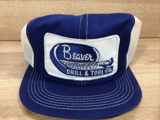 Vintage K Products Beaver Drill & Tool Co.  Patch Hat Mesh Snapback