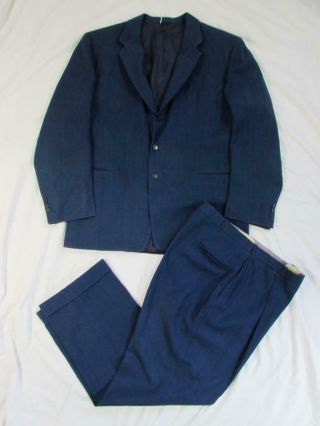 Vtg 50s 1955 Date 2 Pc Pinstripe Wool Suit Jacket & Pants Hollywood Gangster Vlv