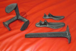 Antique Cast Iron Cobbler Shoe Boot Repair Form 1 Stand 2 Sizes 1 Anvil 3 Sizes