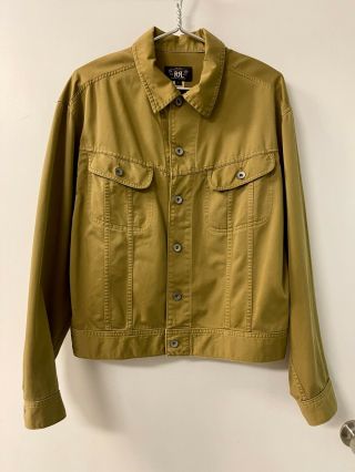 Vintage Ralph Lauren Rrl Double Rl Greenish Brown Cotton Button Jacket Coat L