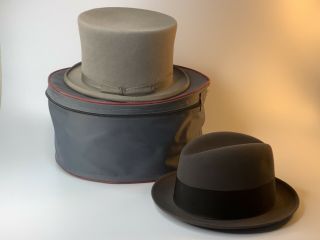 2 Vintage Top Hat Dobbs J.  L.  Hudson Co. ,  Hat Box 7 1/4