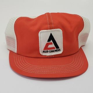 Vintage Allis Chalmers Orange Snapback Trucker Hat Cap Mesh Patch K Brand Usa