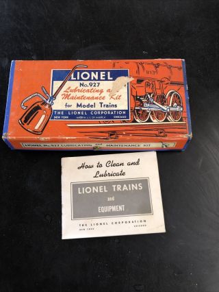 Antique Lionel No.  927 Lubricating And Maintenance Kit Complete Paperwork