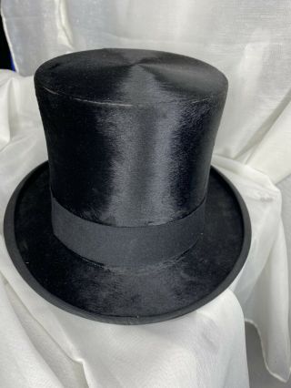 Jet Black Silk Plush Gent’s Formal Top Hat Cavanaugh Ltd York Ca 1900 Box