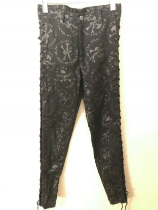 Lip Service Vintage Lace Up Side Black Pant Skull Metal Poison 80s Hot Topic