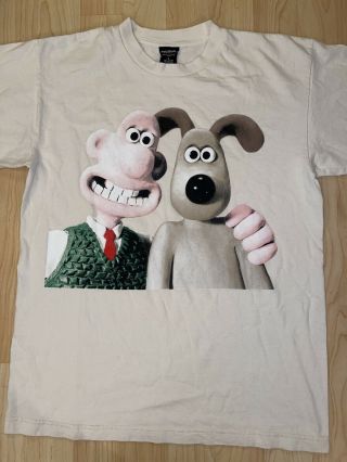Wallace And Gromit Vintage 1995 Mens T Shirt Bbc Comedy Cartoon Claymation Sz L