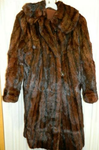 Vintage Dark Brown Mink Fur Full Length Swing Coat Womens Size Large