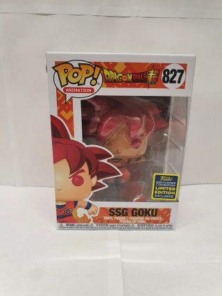 Ssg Goku Dragon Ball Z Funko Pop 827 Sdcc Convention Exclusive (shared Sticker)