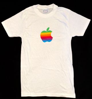 Rare Vintage 80s Apple Macintosh Rainbow Logo Computer Steve Jobs T - Shirt S Usa