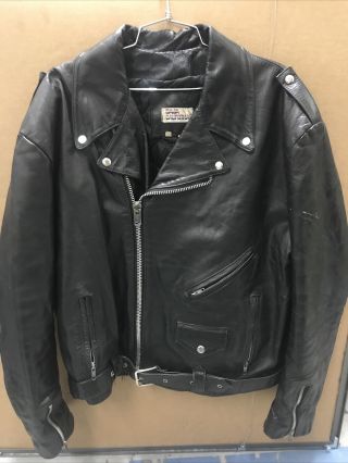 Baja California Leather Motorcycle Jacket Vintage Punk Medium Size Xl