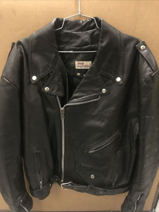 Baja California Leather Motorcycle Jacket Vintage Punk Medium Size XL 3