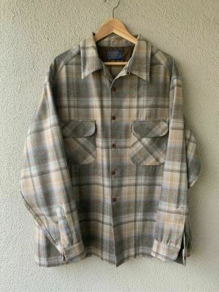 Vintage Pendleton Wool Flannel Plaid Board Shirt Usa 1970 
