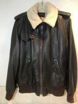 Vintage Saks Fifth Avenue A - 2 Mens Leather Bomber Sherpa Lining Coat Jacket 40
