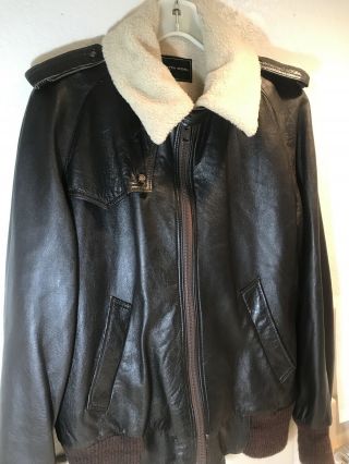 Vintage Saks Fifth Avenue A - 2 Mens Leather Bomber Sherpa Lining Coat Jacket 40 3
