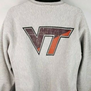 Virginia Tech Reverse Weave Sweatshirt Vintage 90s University Made In Usa Large