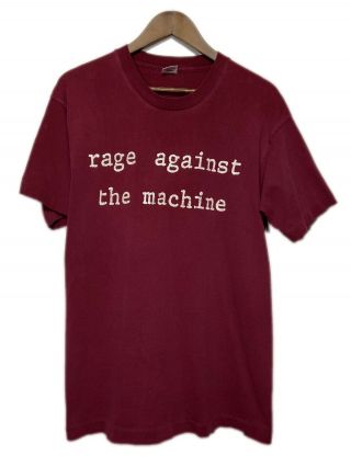 Vtg 90s Rage Against The Machine T Shirt Sz L Single Stitch Maroon Molotov Usa