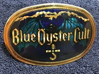 Old Vintage 1977 Blue Oyster Cult Rock Music Boc Bat Pacifica Metal Belt Buckle