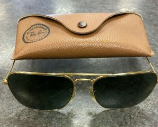 Vintage Ray Ban Caravan Aviator Bausch And Lomb Gold Frame Sunglasses 58 - 16