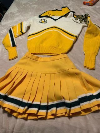 Gina Vintage Cheerleading Sweater/skirt Wool Gold Cheer Knit Costume Cowboys